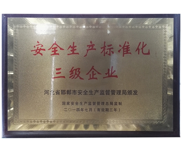 安全生產(chǎn)標準化三級企業(yè)